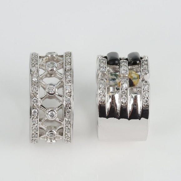 Onyx & Crystal Station Band Ring  and Crystal Silver-Plated Ring Bundle Size 8 - Picture 4 of 6